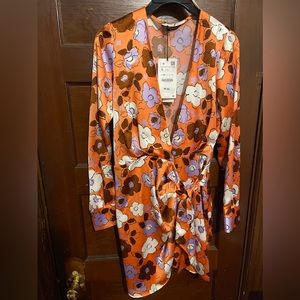 Zara wrap dress size M long sleeve